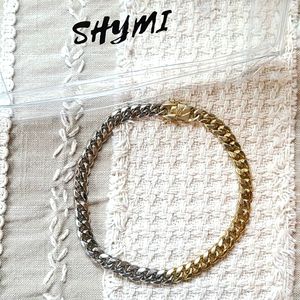 SHYMI Silver and Gold Cuban Link Necklace/Choker